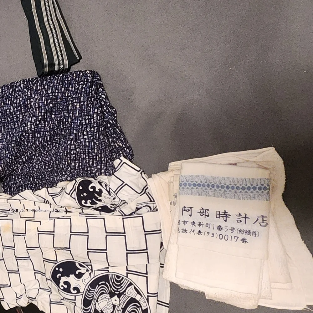 Kimono / Yukata Blue & White Original Japanese - Picture 4 of 5